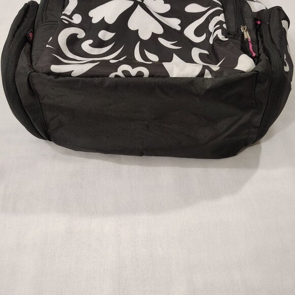 EastSport Black White Floral Backpack Multiple Compartments Adjustable Straps - Picture 5 of 16